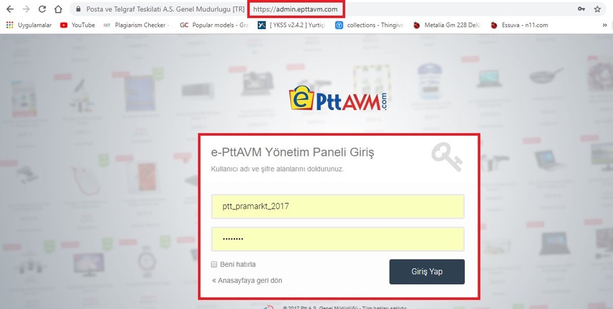 Epttavm.com Sitesi İçin Api Bilgisi Alma