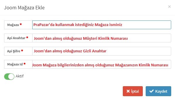 Joom Entegrasyonu