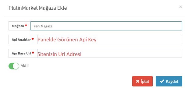 Platin Market Api Anahtarı Alma