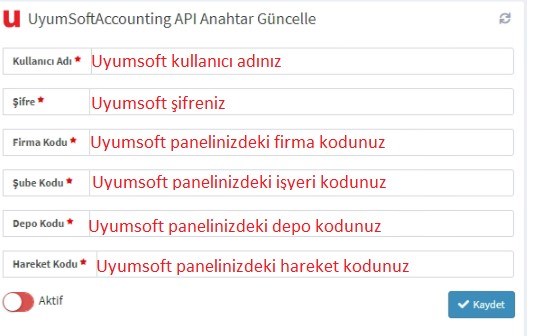 Uyumsoft Entegrasyon Bilgileri Alma