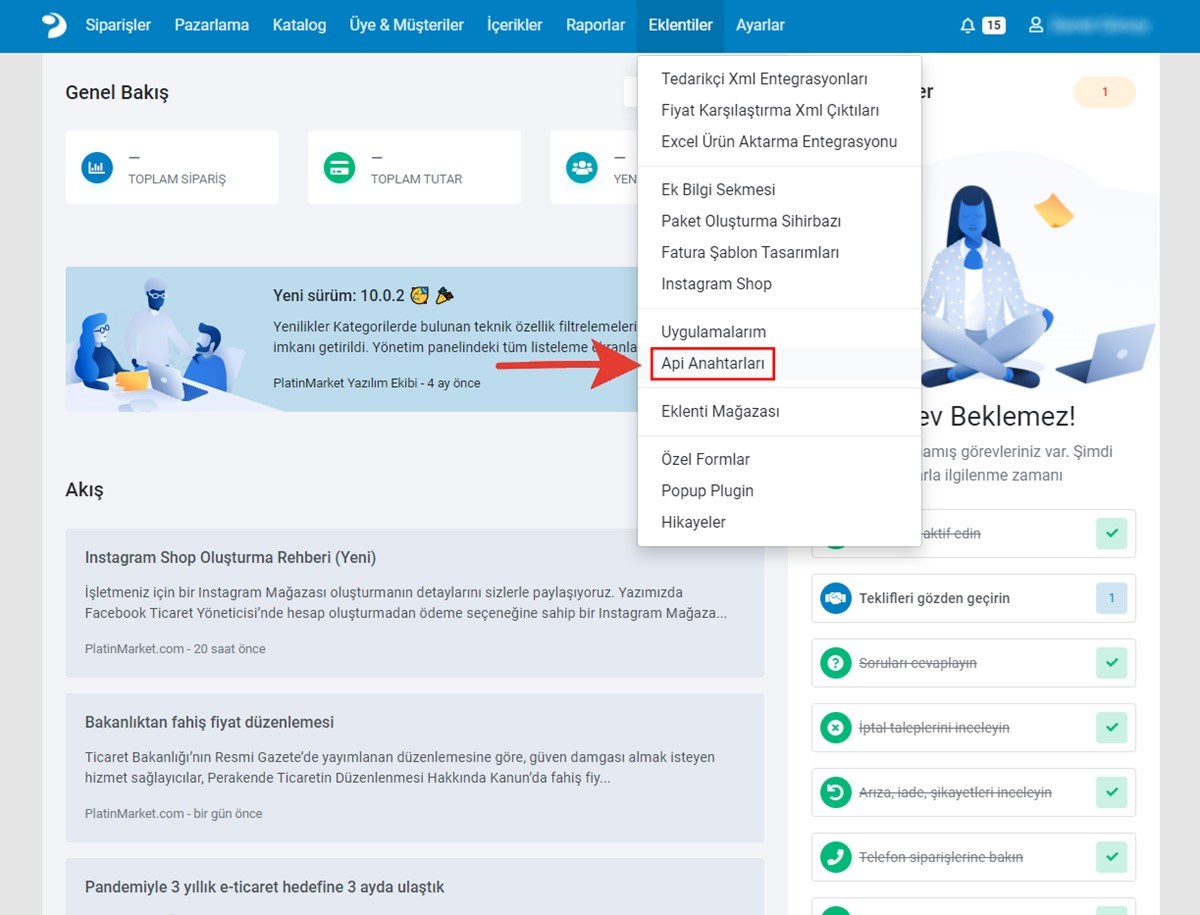 Platin Market Api Anahtarı Alma
