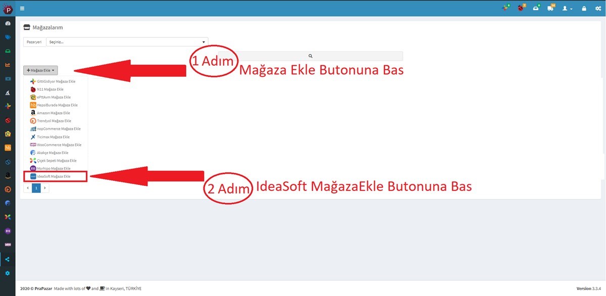 IdeaSoft Api Anahtarı Alma