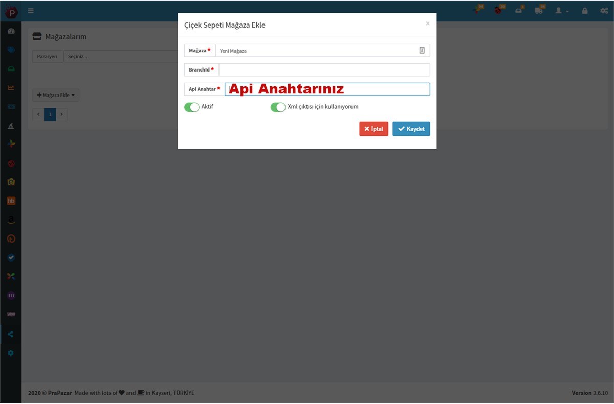 Çiçek Sepeti Api Anahtarı Alma?