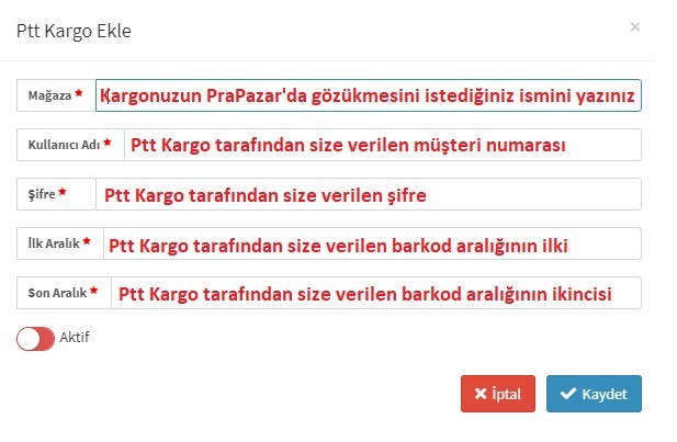 PTT Kargo Entegrasyonu Api Bilgileri Alma