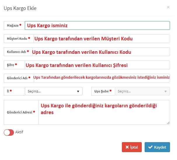 UPS Kargo Entegrasyonu Api Bilgileri Alma