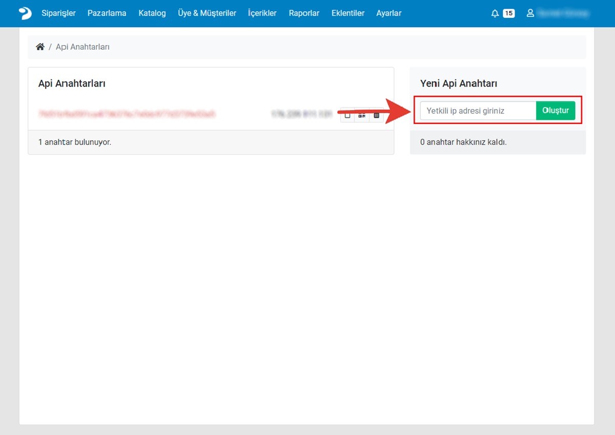 Platin Market Api Anahtarı Alma