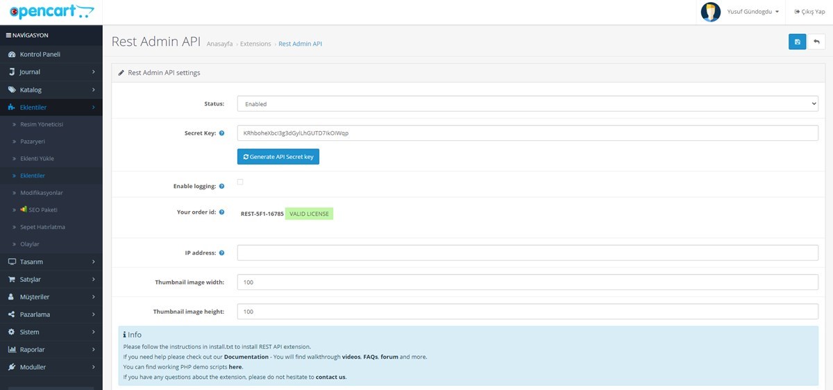 opencart entegrasyonu